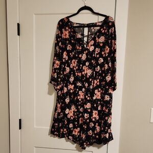 Floral Black and Pink Women's Dress